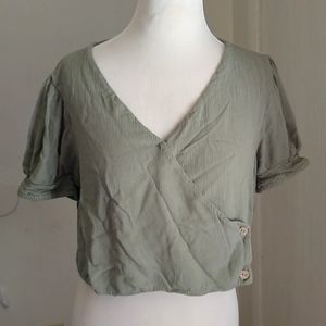 Green wrap style crop top